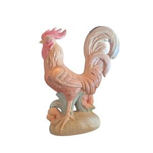 Vintage Hand‎ Painted Ceramic Rooster 15 Inches Tall 1980s